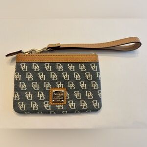 Dooney & Bourke Monogrammed Gray and Tan Wristlet Wallet - New